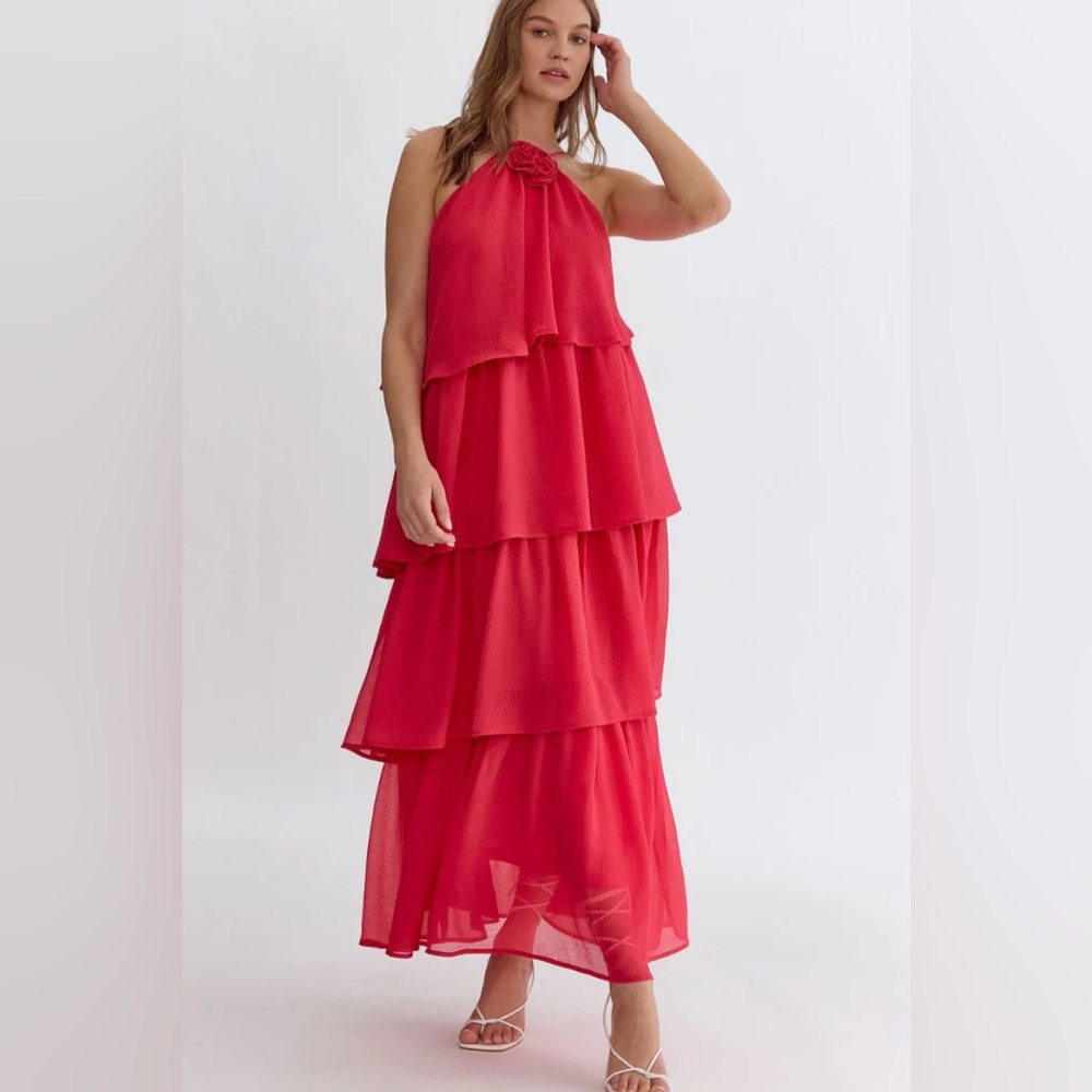 Rosette maxi dress